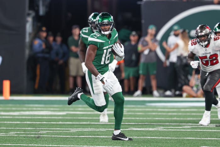 WR Jason Brownlee (16) after making a catch against the Tampa Bay Bucs